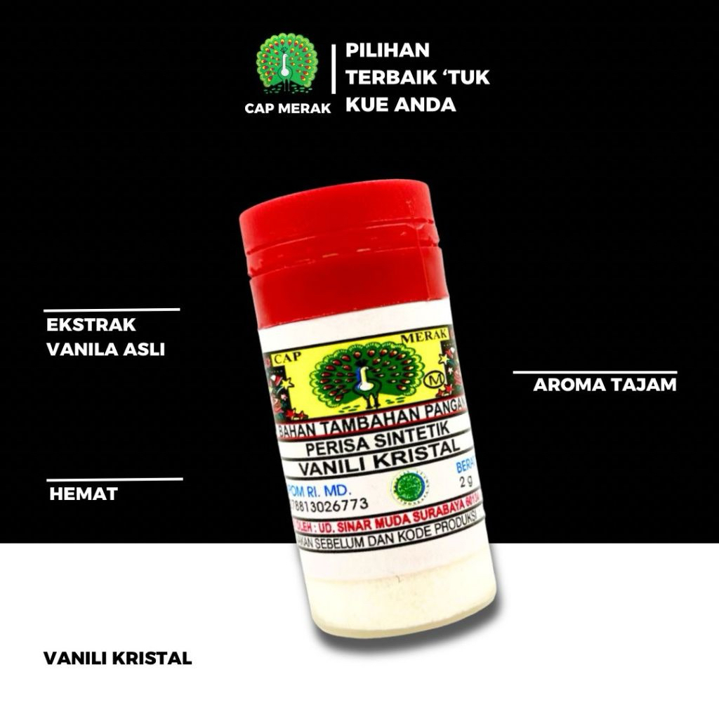 

Vanili bubuk merah tua Cap Merak