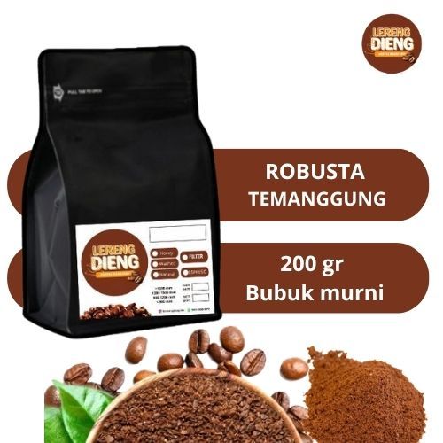 

Kopi Bubuk Murni Robusta Temanggung 200 gr Kopi Hitam Bubuk Asli By Lereng Dieng Coffee