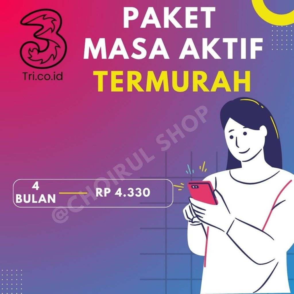 Paket Masa Aktif Tri 120 Hari / Isi Ulang Masa Aktif Tri 4bulan