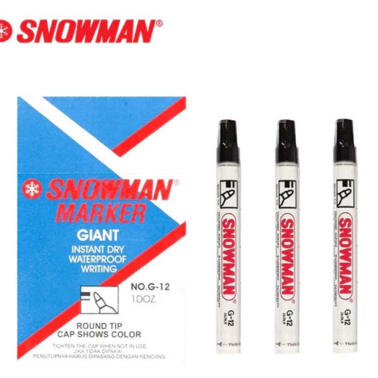 

Spidol snowman permanen G12 Hitam Marker Permanent 6 pcs KODE H4W5