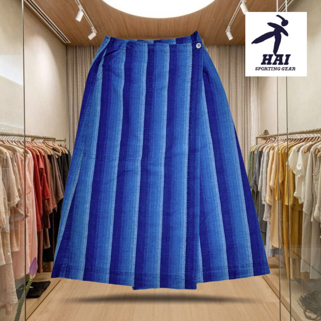 Women Gradient Wrap Skirt (Blue Denim)