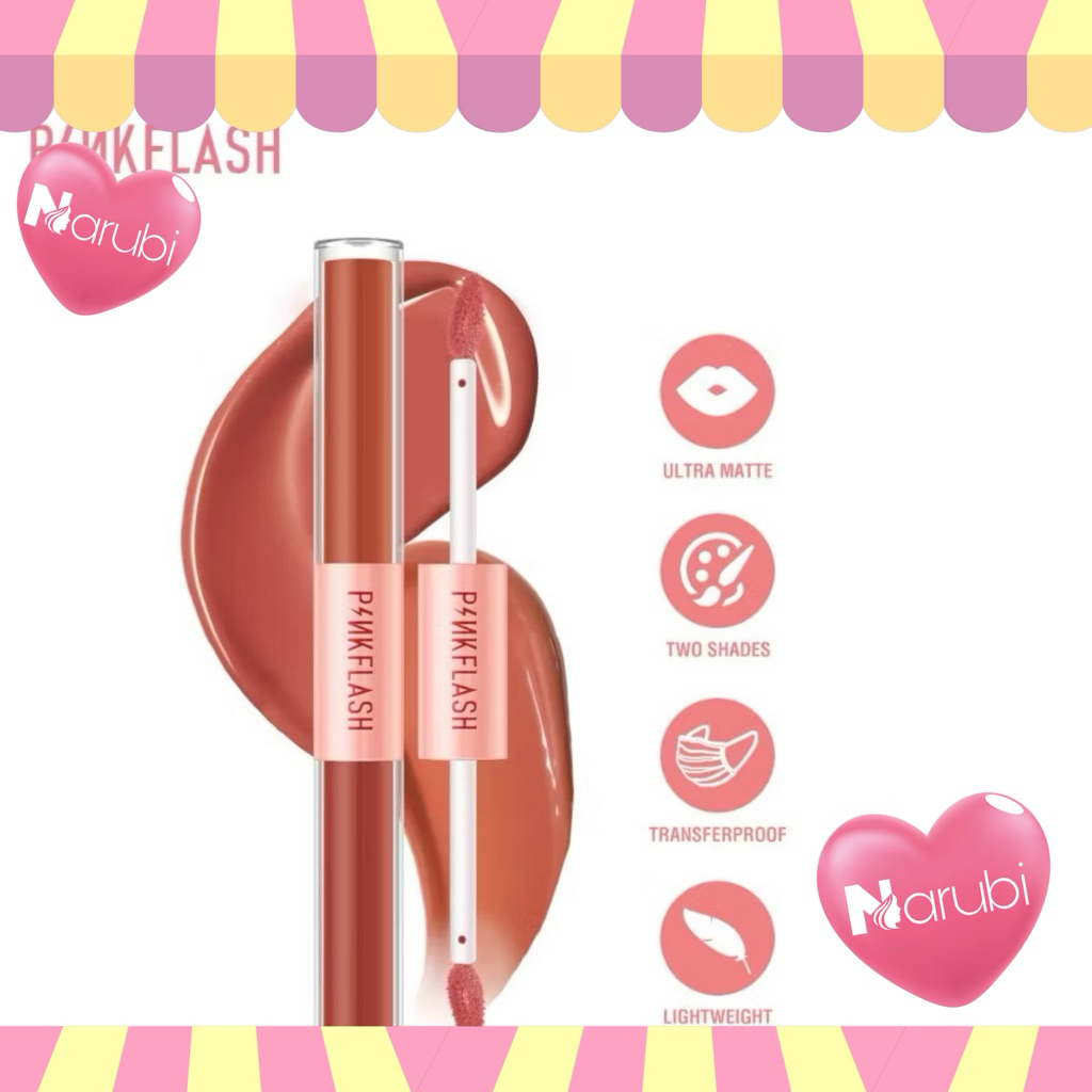 ❤ NARUBI ❤PINKFLASH 2 IN 1 Dual-ended Liquid Lipstik Ombrelips Pinkflash 2 in 1 Ombre
