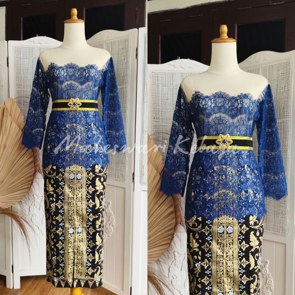 Kebaya Bali Set Brukat Talita Navy