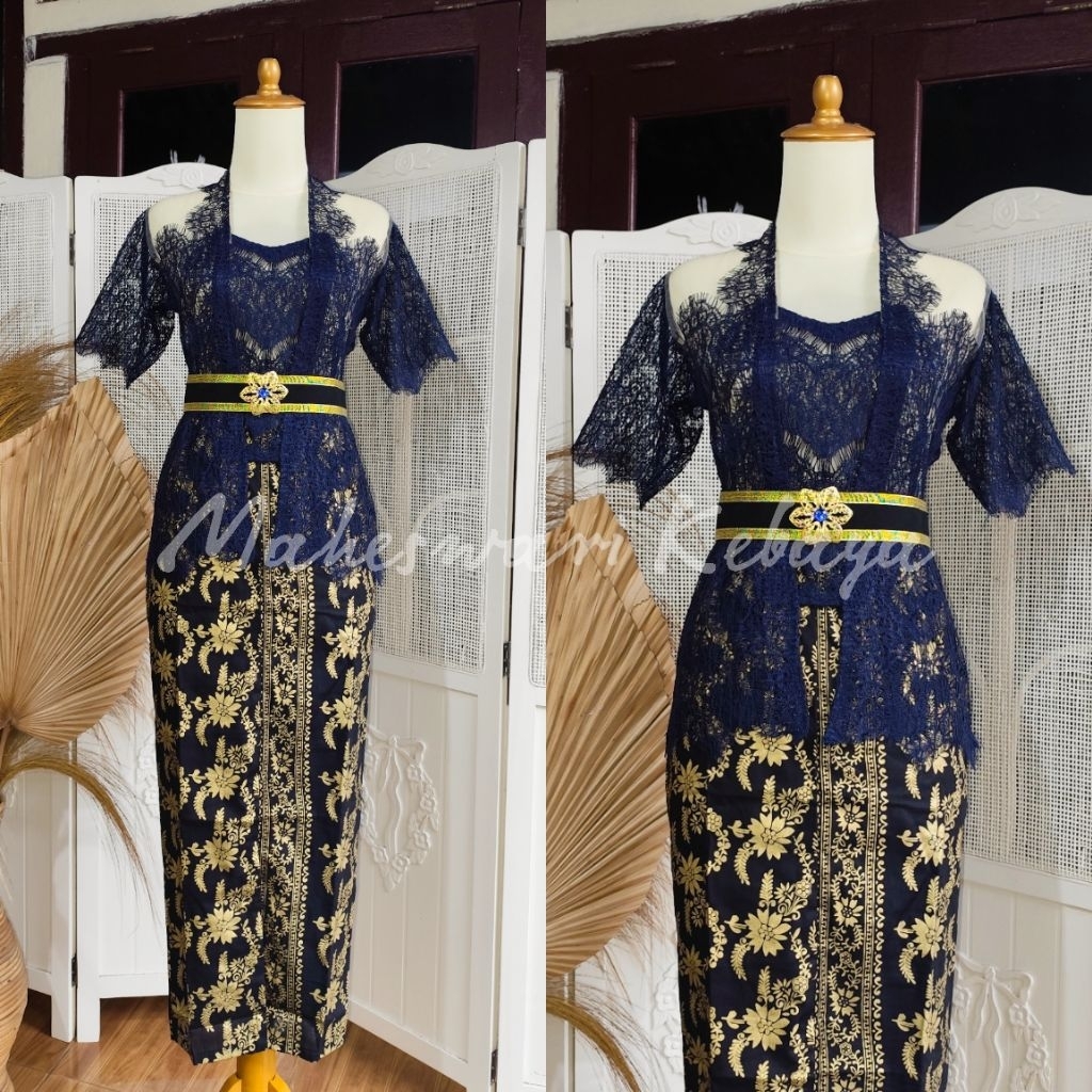 Kebaya Bali Set Brukat Tasya Navy