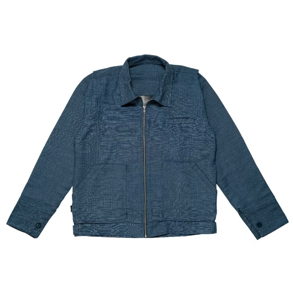 Blue Wool Work Jacket - Boxy Cut