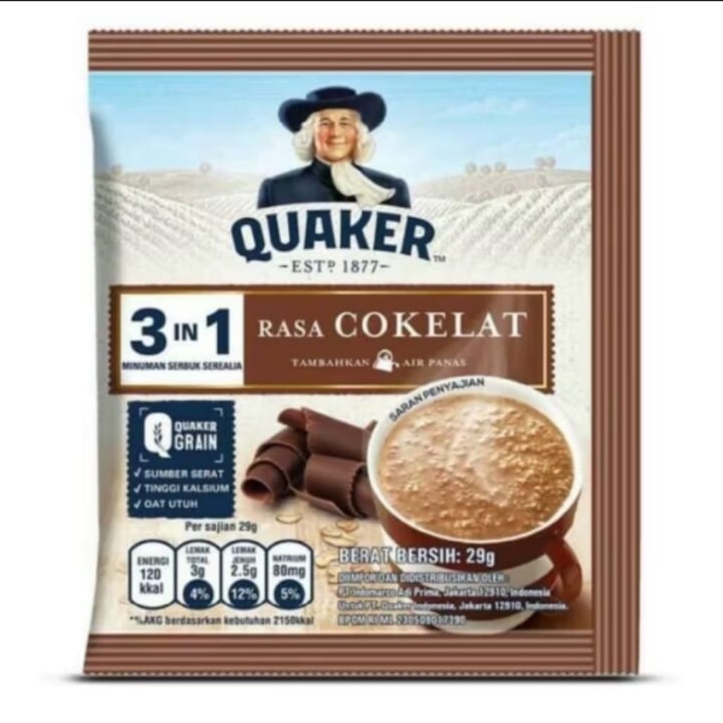 

Quaker minuman sereal 3in1 rasa coklat isi 10pcs@@