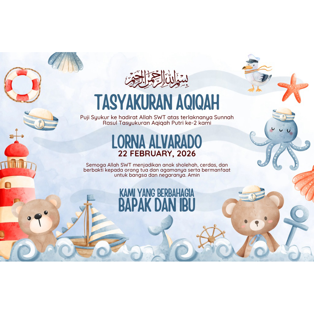 

CUSTOM Stiker tasyakuran Aqiqah, Kelahiran