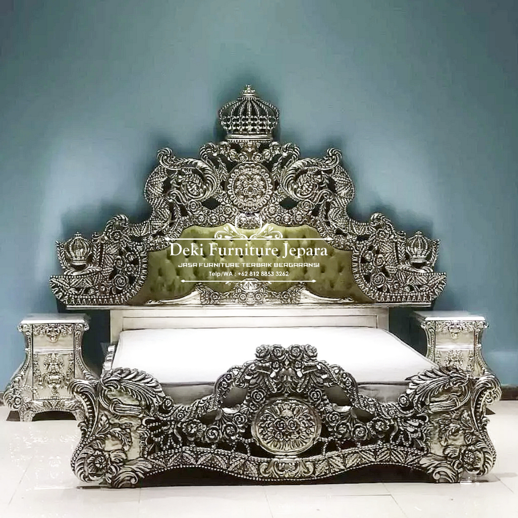 Dipan Jepara Mewah Ranjang Kasur Divan 160x200 Tempat Tidur Kayu + 2 Meja Nakas