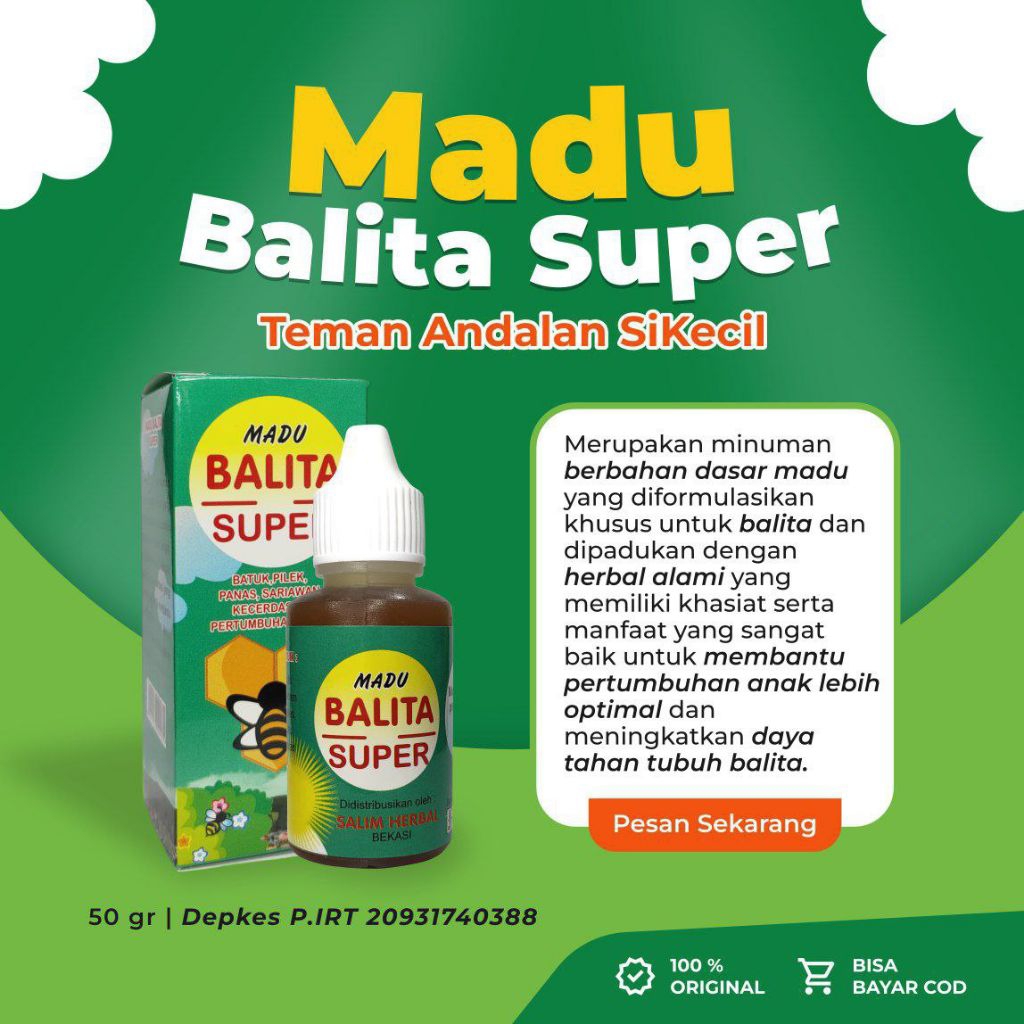 

Madu Balita Super anak pintar dan sehat Garansi 100% ORI