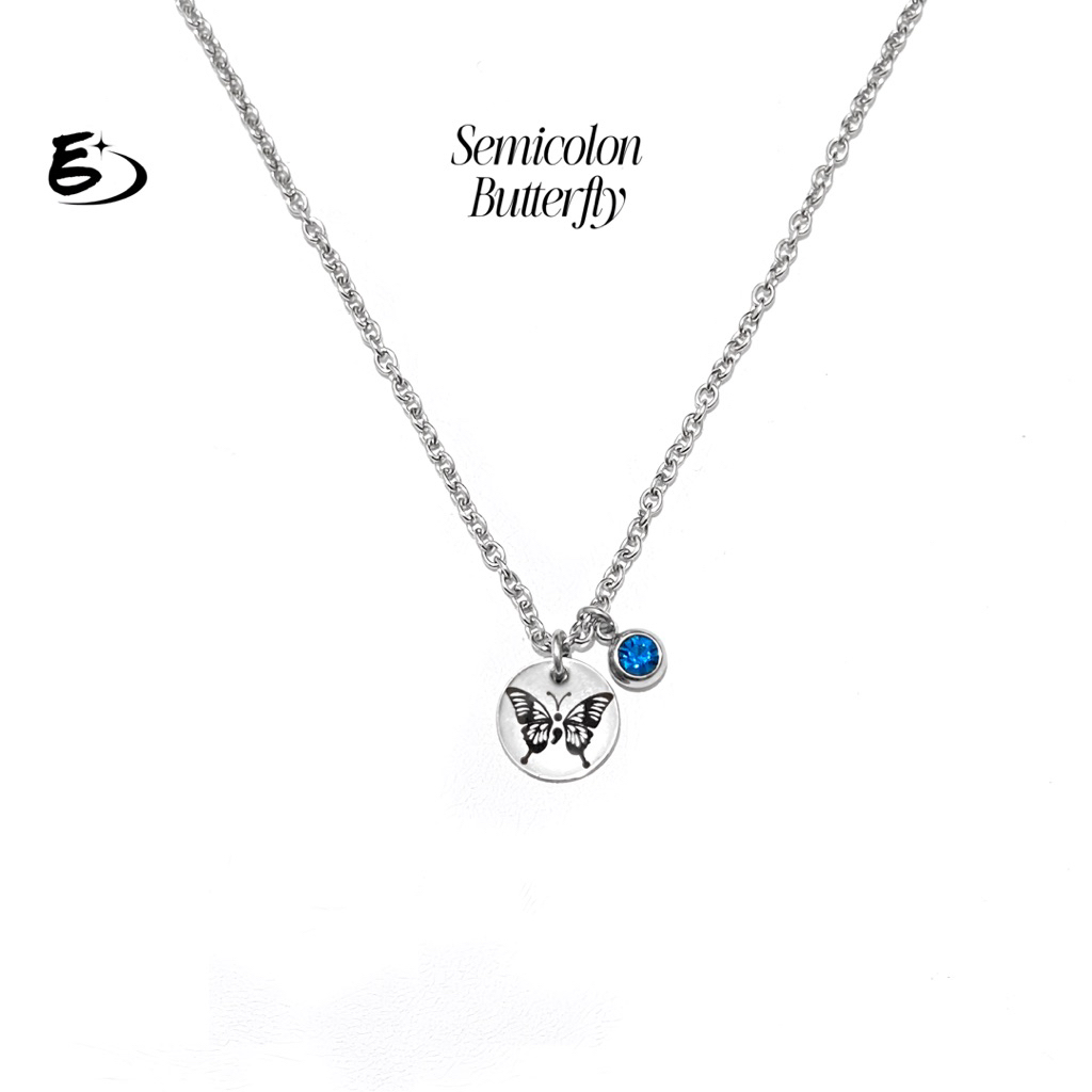 GE-Semicolon Butterfly Necklace | kalung wanita anti karat stainless steel