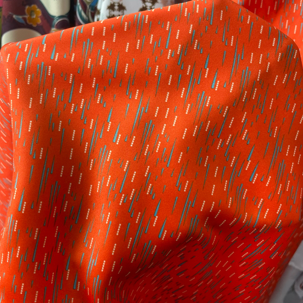 kain baby silk motif polkadot premium - kain baby silk original - warna orange bata pj