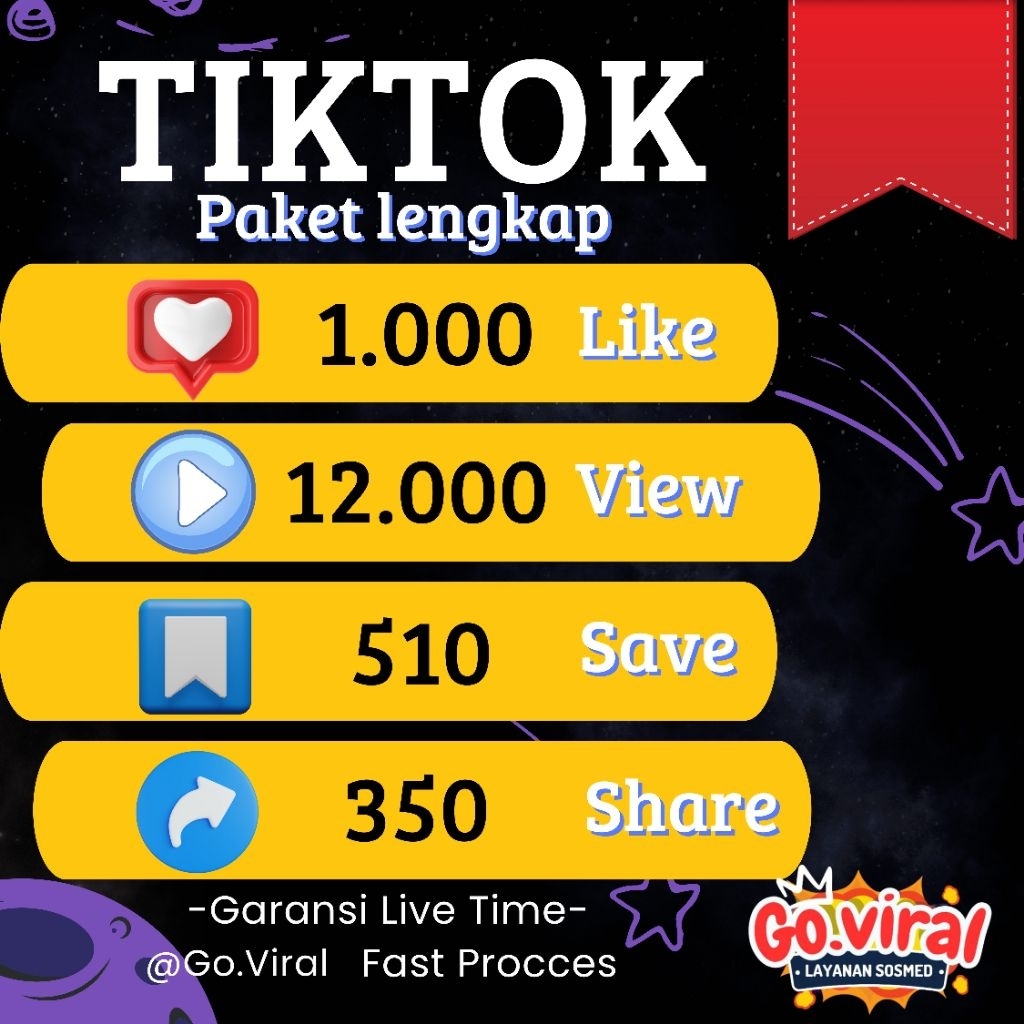 Like Tiktok Paket Fyp Lengkap Proses Cepat