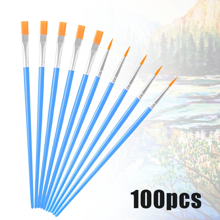 

KODE E82O 1 Pcs Kuas Lukis Flat Kuas Nylon Datar Kuas Lukis Ujung Pointed Dan Flat Kuas Cat Acrylic Kuas Artist Paint Brush