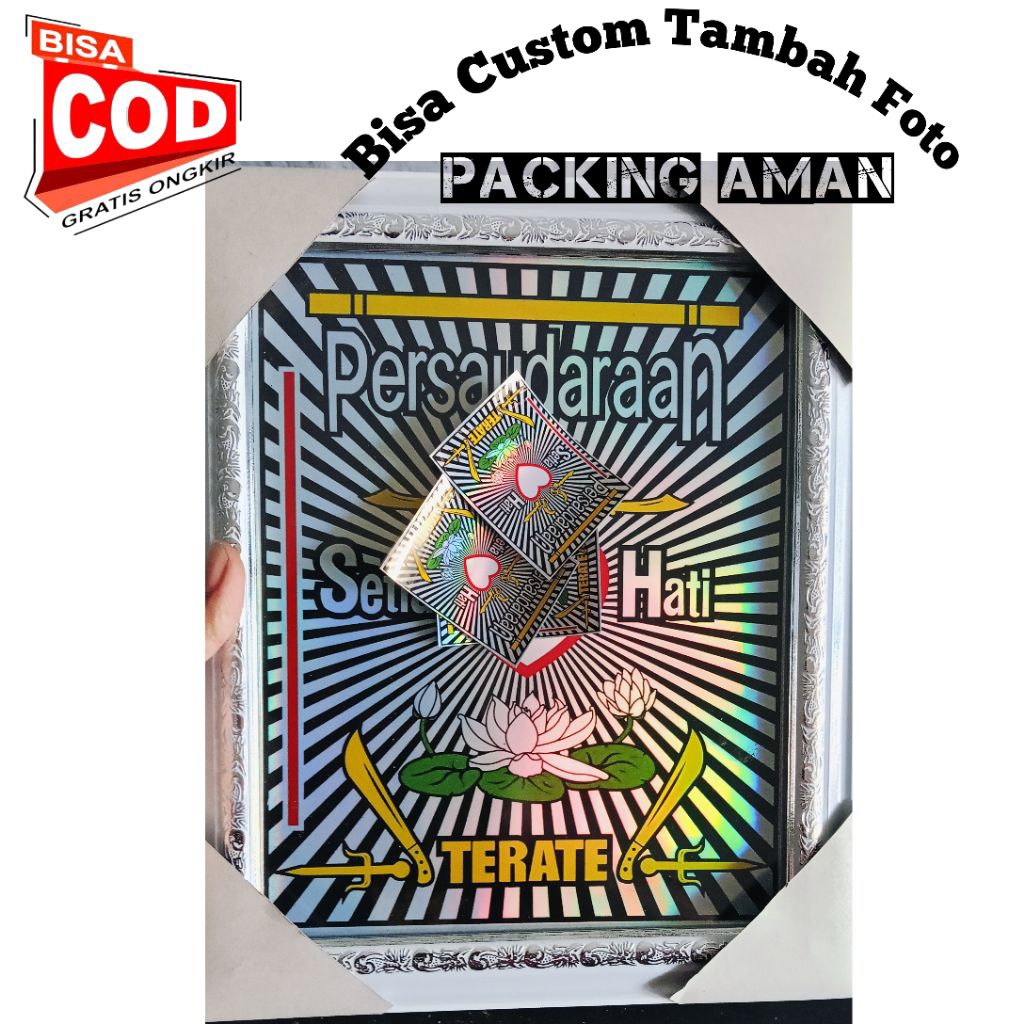 Lambang PSHT Hologram Figura kaca 10r(free Stiker)