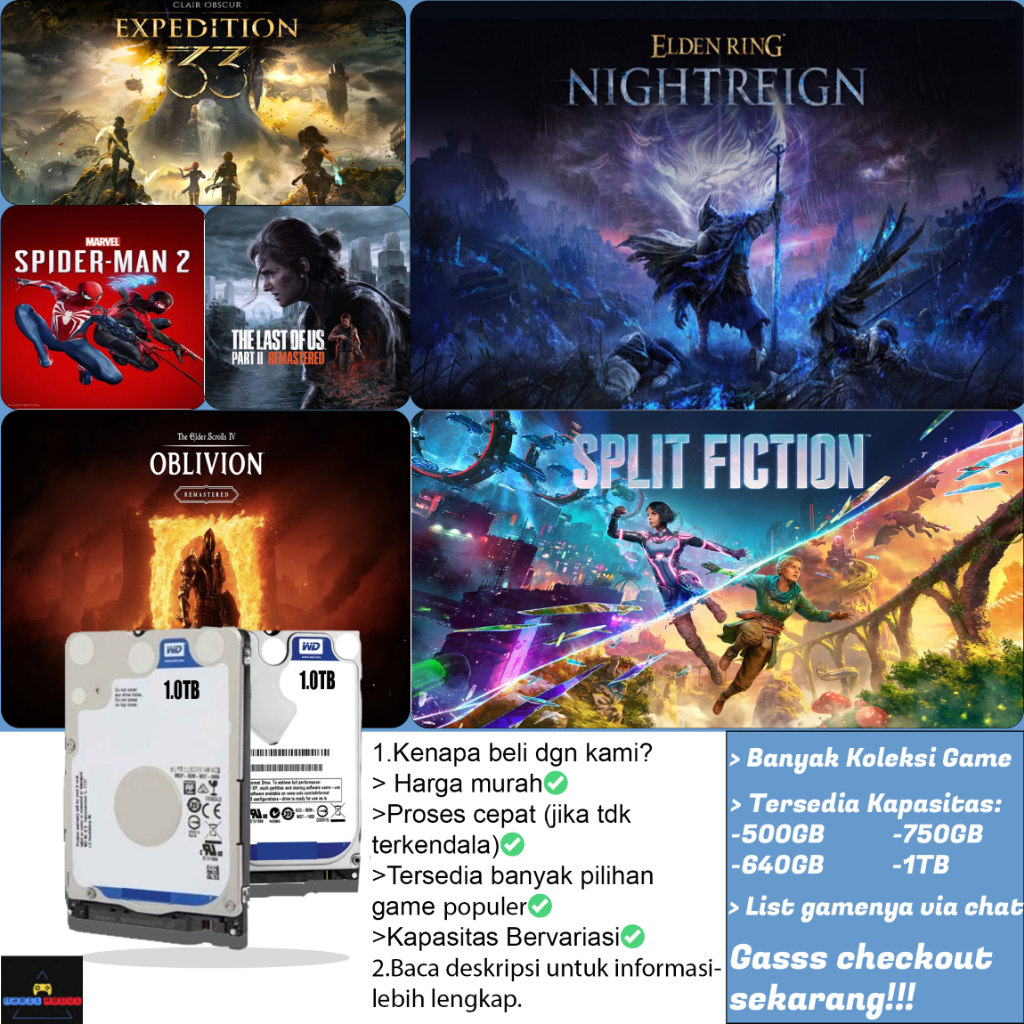 HDD 2.5" 500GB-1TB Internal/Eksternal | Bonus Game PC