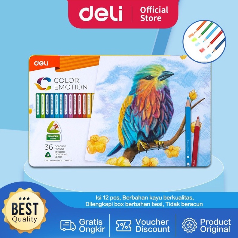 

KODE D63H Deli Pensil Warna Celup Halus 122436 Warna Bentuk Segitiga Ergonomis EC25 EC225 EC235