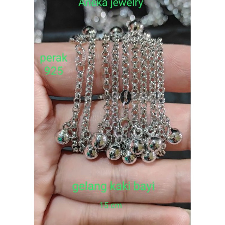 Gelang kaki bayi perak 925 sepuh emas putih 4 gram4kricingan KODE L3J7