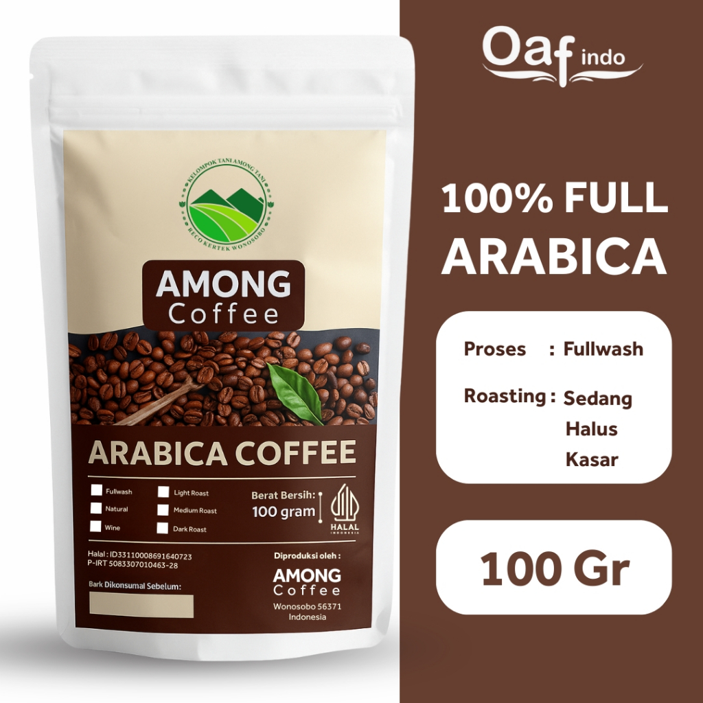 

Kopi Among Tani 100% Arabica Temanggung Kemasan 100 gram Fullwash