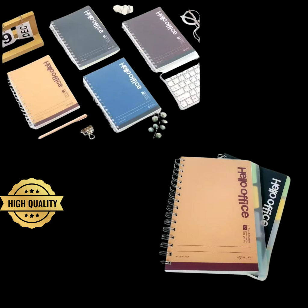 

Notebook Spiral Ring A5 – Buku Tulis Tebal Motif Hello Office | Agenda / Diary Book