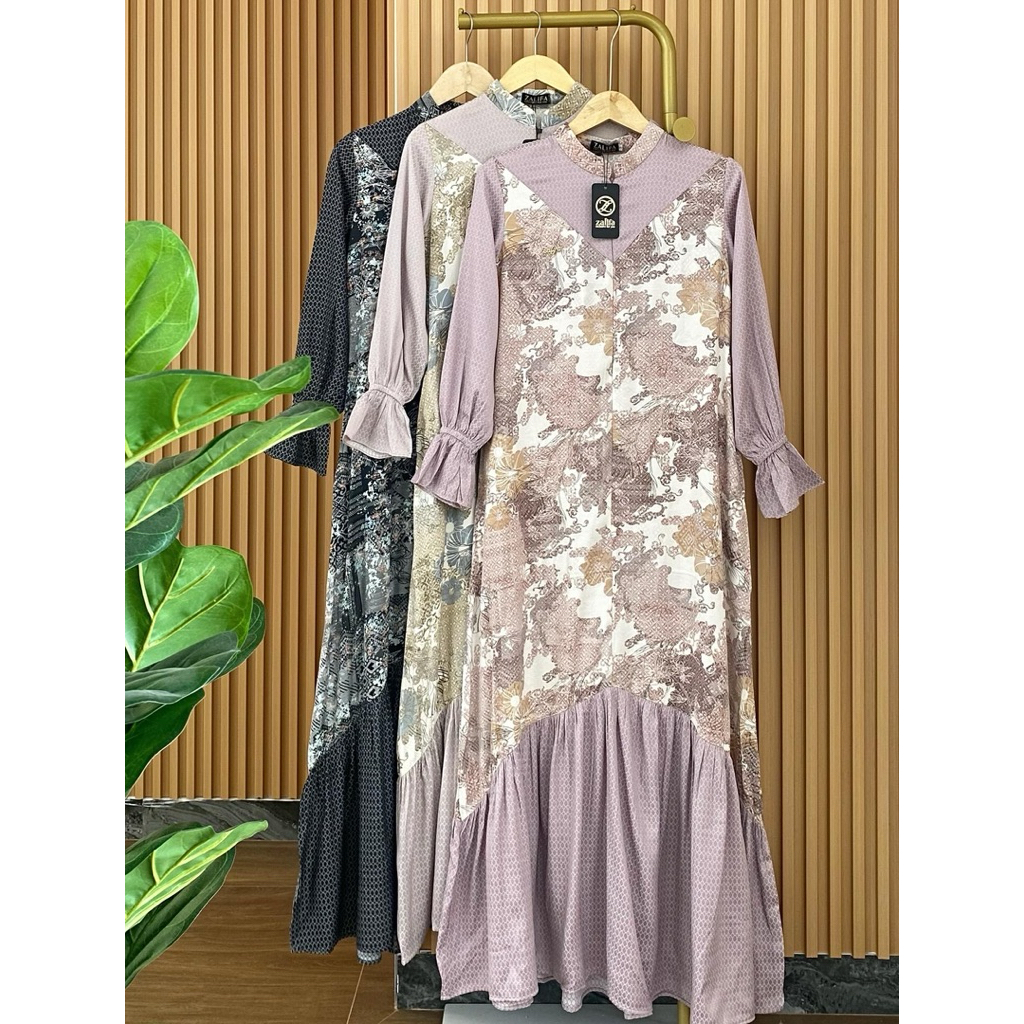 shairaa dress/zalifa dress original/dress motif/gamis rayon