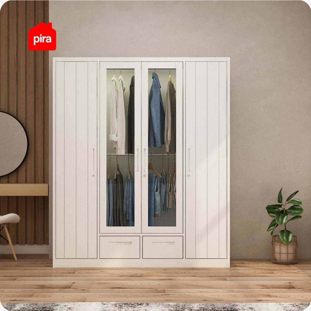 PIRA - LINIO 4P FGD MWD LEMARI PAKAIAN BESI 4 PINTU DENGAN LACI DAN LED