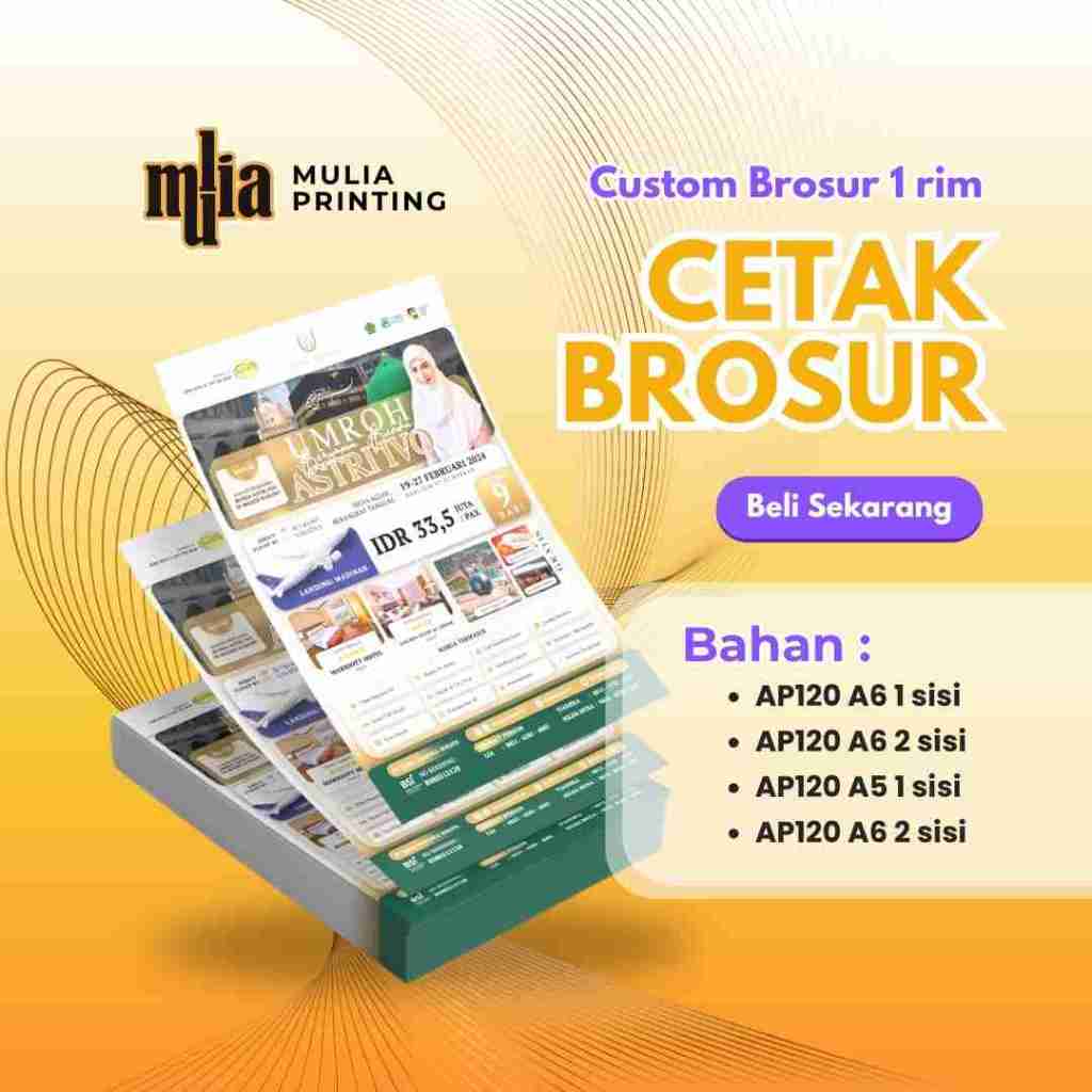 

CETAK BROSUR BAHAN AP120 A6 1 SISI / A6 2 SISI / A5 1 SISI / A5 2 SISI