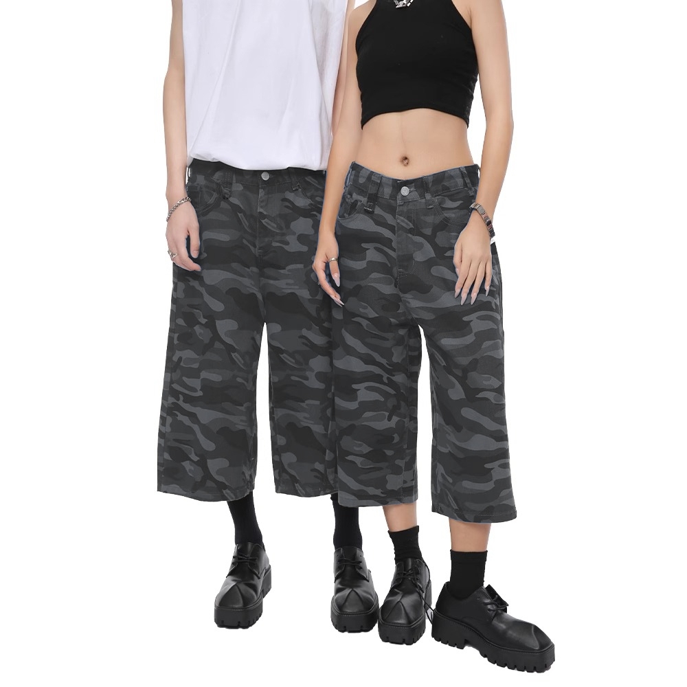 celana pendek pria casual distro jeans baggy celana pendek 7/8 loreng pendek