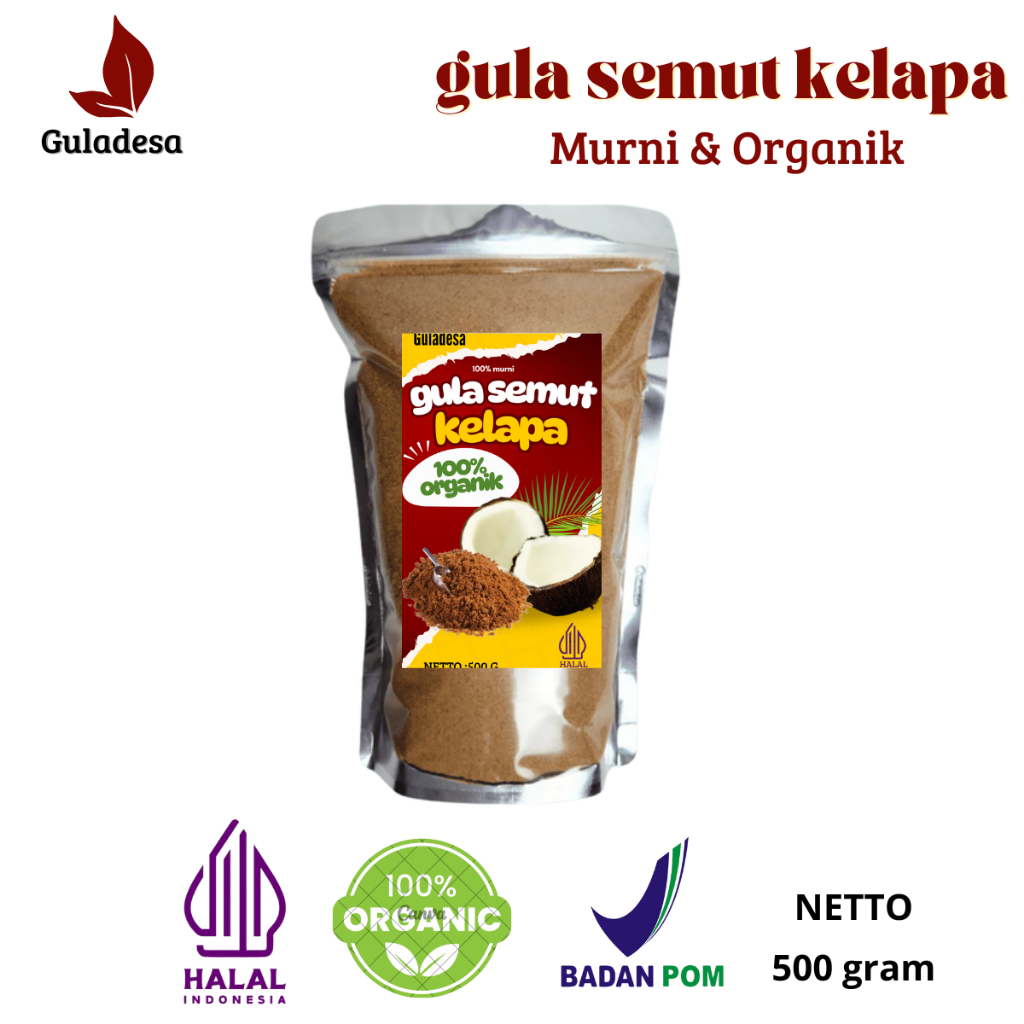 

Gula Kelapa Bubuk 500 Gram /Gula Semut Kelapa Kemasan 500g / 100% Organik Coconut Sugar 500g