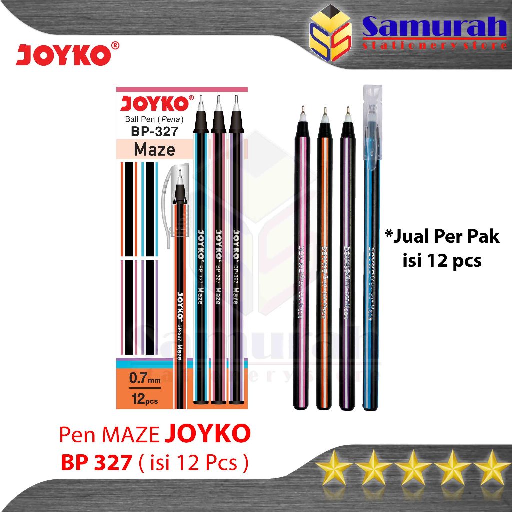 

Pulpen Joyko Maze BP 327 / Ball Pen BP-327 Hitam 0.7 mm / Ballpen Cabut Murah / Bolpen JK BP327 Htm