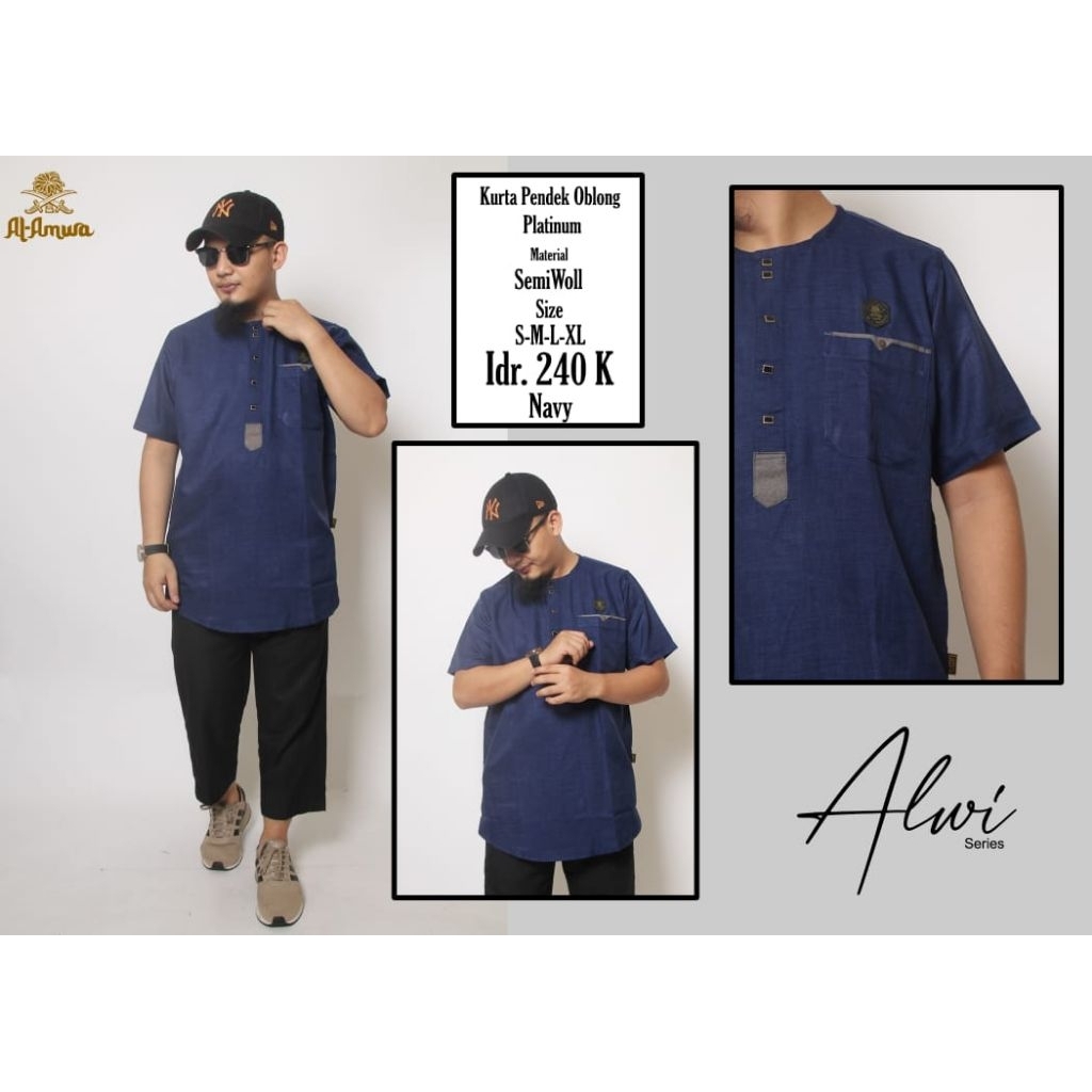 AL AMWA PLATINUM ALWI atasan Koko kurta lengan pendek marocco baju pakistan