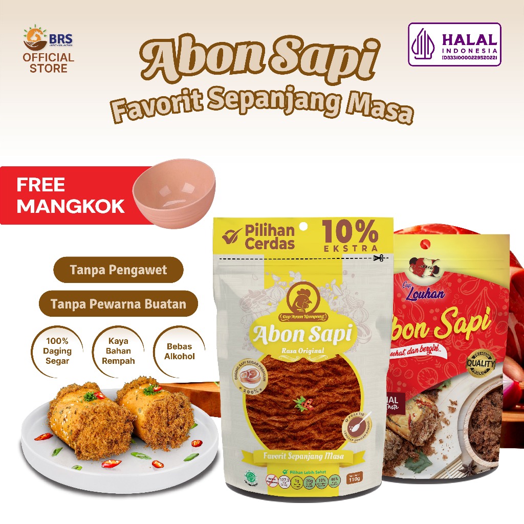 

Abon Sapi Paket Premium Praktis (isi AK + LH Pouch) free Mangkok