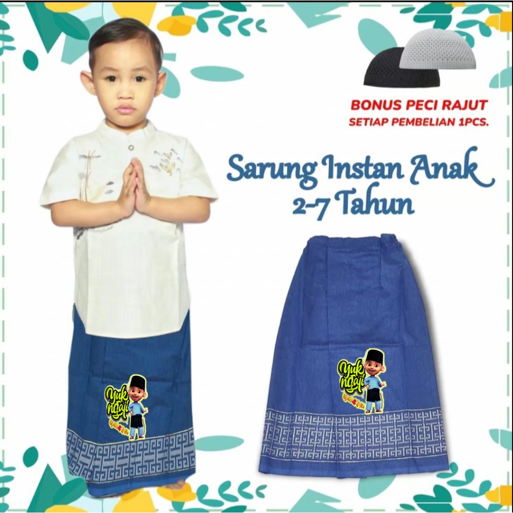 sarung instan anak kecil / sarung instan rok / sarung instan motif / sarung ngaji / sarung anak anak