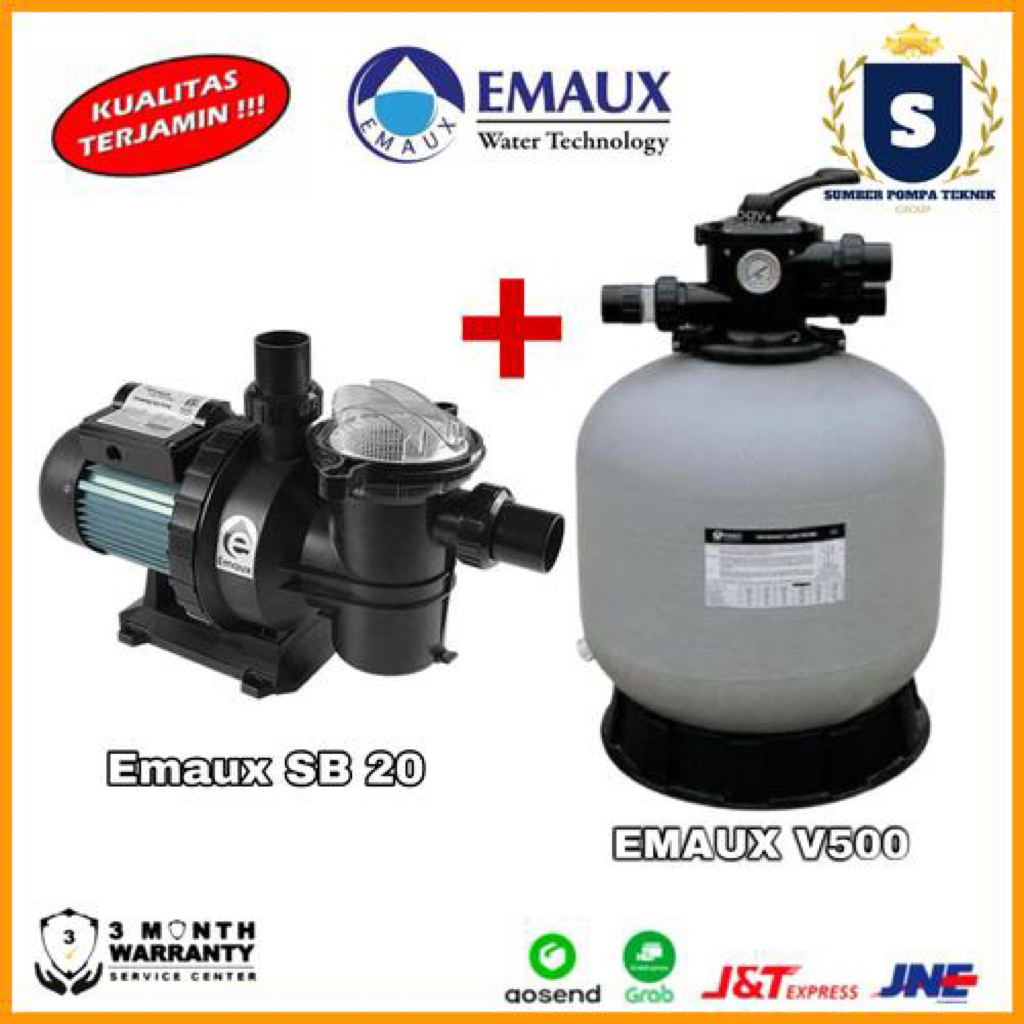 Mesin Pompa Kolam Renang 2HP + Sand Filter Emaux 21"
