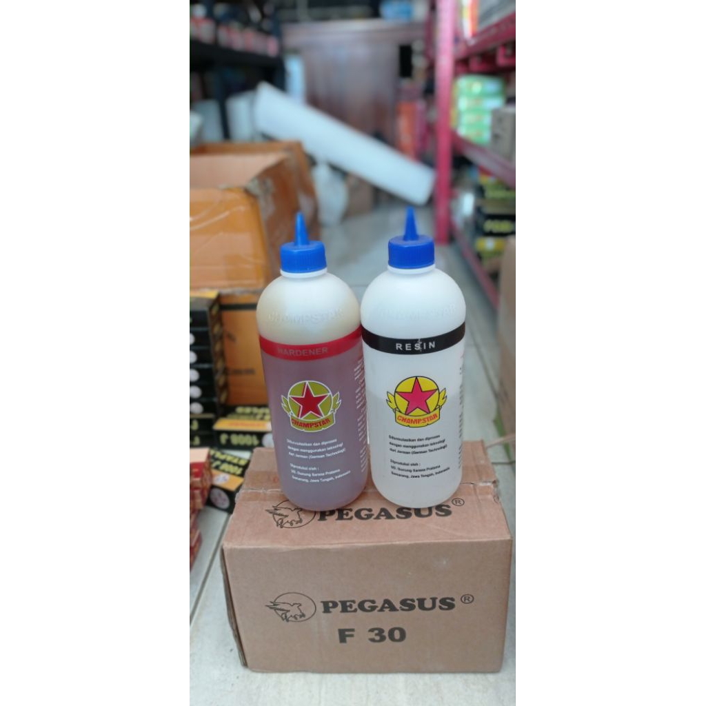 Lem epoxy CHAMPSTAR BINTANG BIRU TUA HARDENER & RESIN