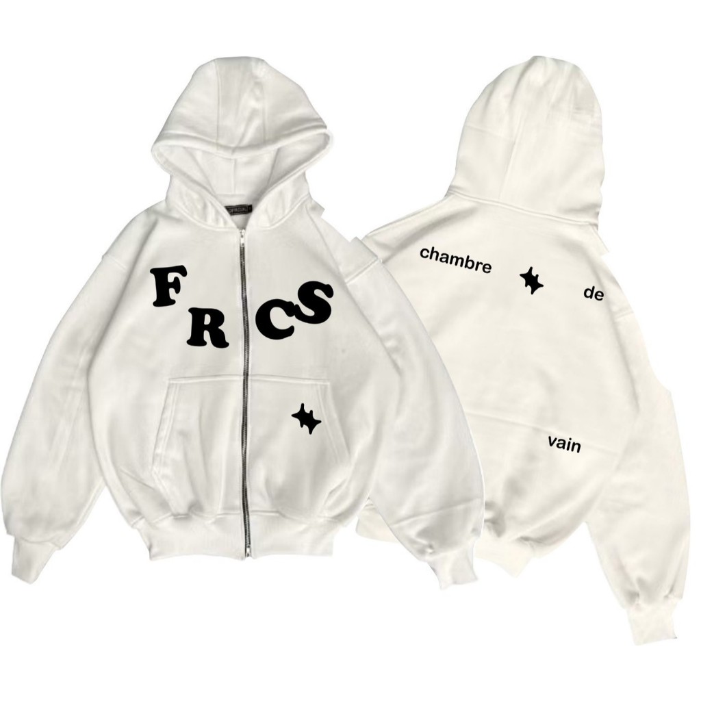 Jaket Sweater Hoodie Frcs Chambre De Vain Wahite Zipper Hoodie Boxy Quality