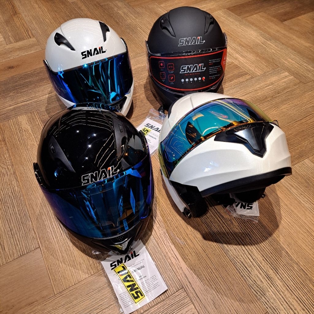 Snail Helm Modular M1 Pearl White ; FFS2 Black Mate Black Glossy Ukuran L ; XL ; 2XL