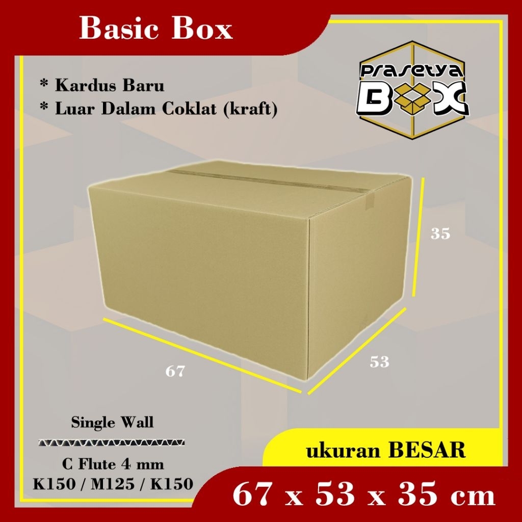 

Kardus Baru / Ukuran Jumbo 67x53x35 cm / Single Wall / Prasetya Box