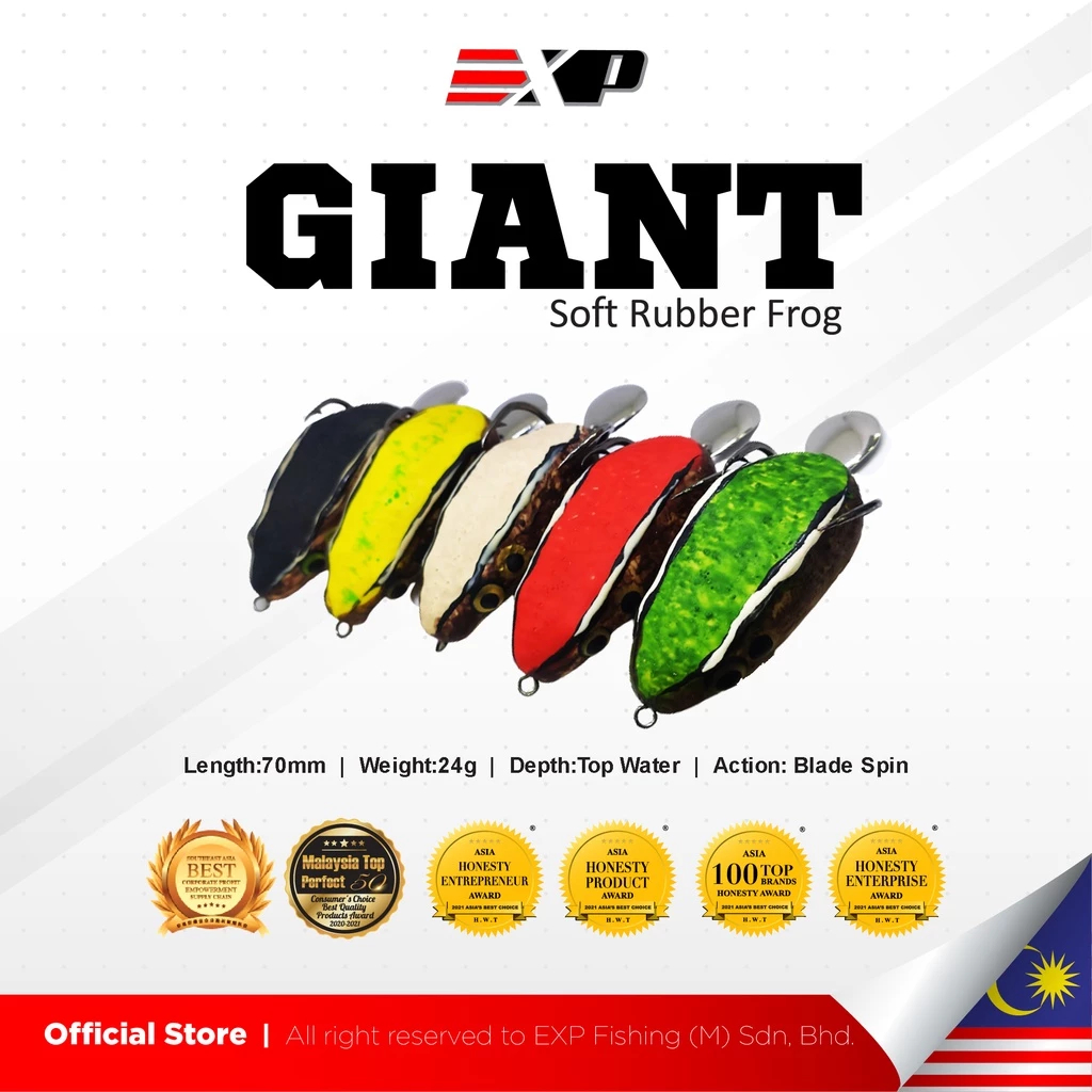 EXP Giant Frog Soft Frog umpan casting umpan gabus kodok tiruan umpan tiruan karet asli thailand