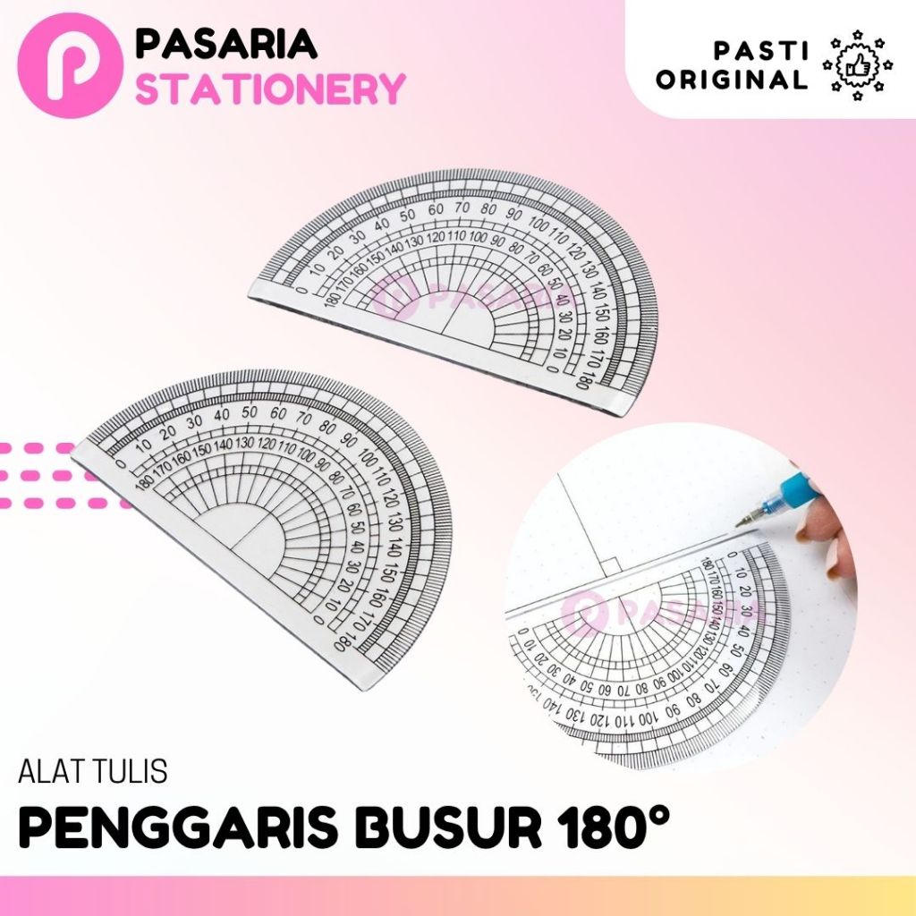 

Penggaris Busur 180 Derajat Plastik Transparan Plastic Busur Mistar Half Ruler Multifungsi