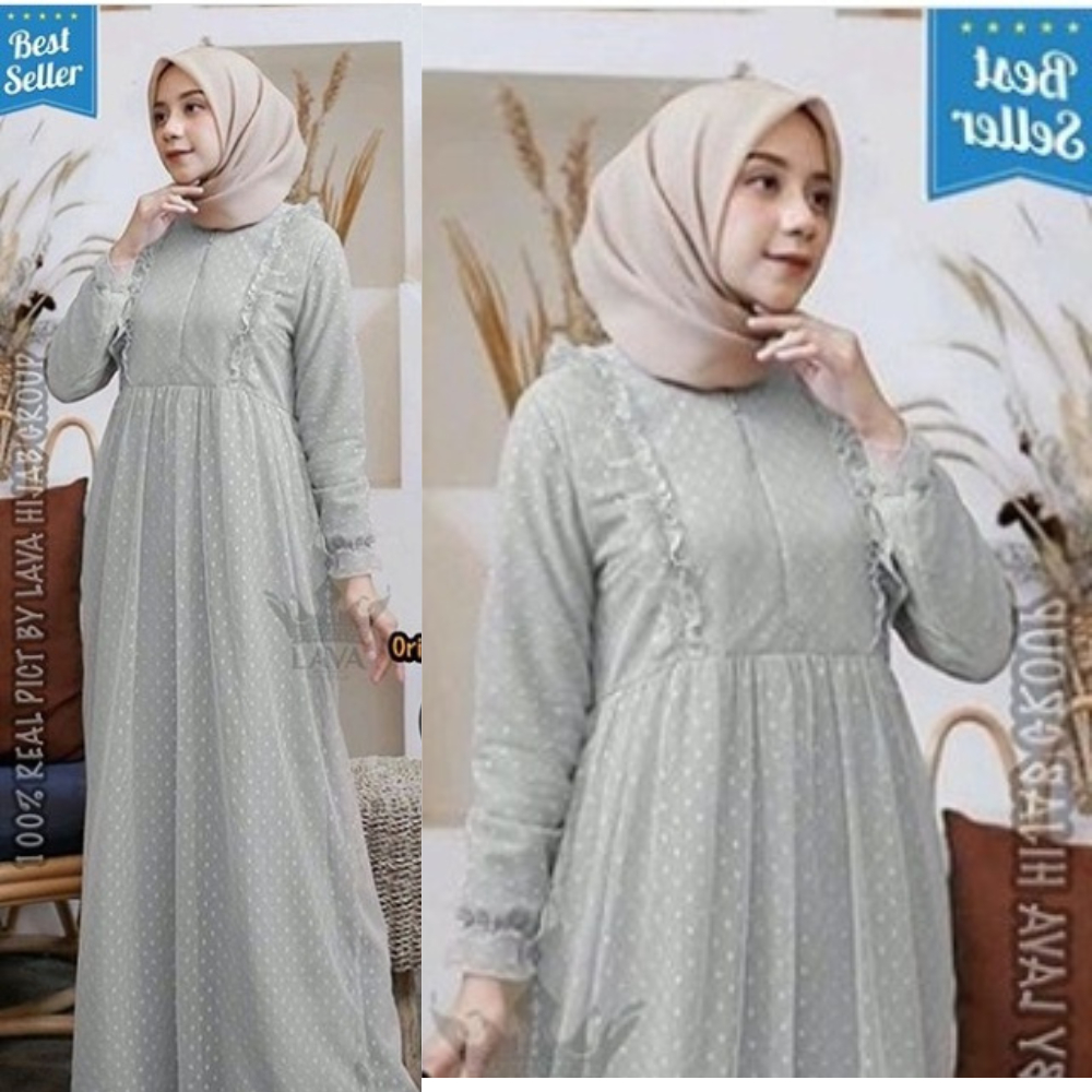 READY JUMBO  XXL BY Kalunabutik ZURRA MAXY GAMIS TILE POLKADOT GAMIS BROKAT KONDANGAN REMAJA GAMIS F