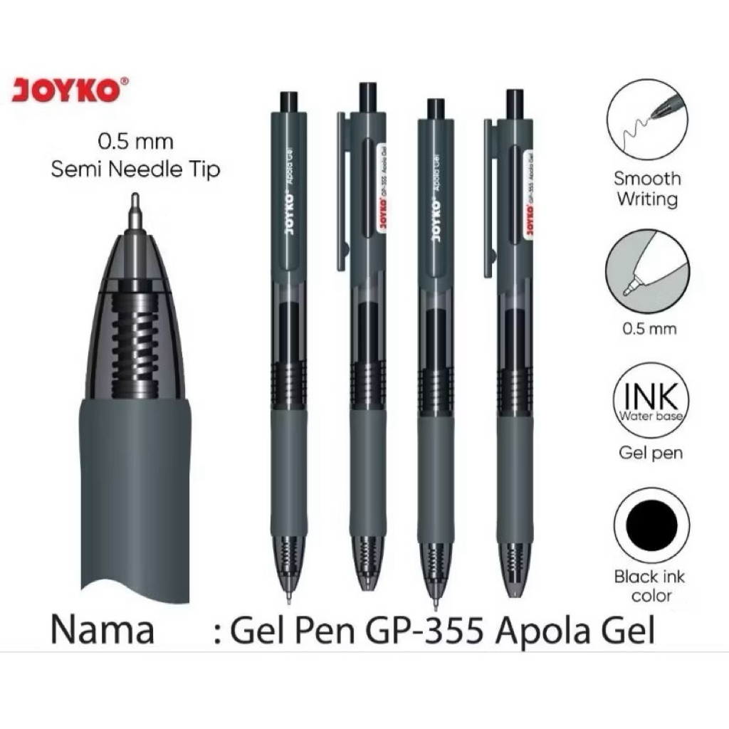 

pulpen Gel Joyko 0.5mm GP-355 hitam