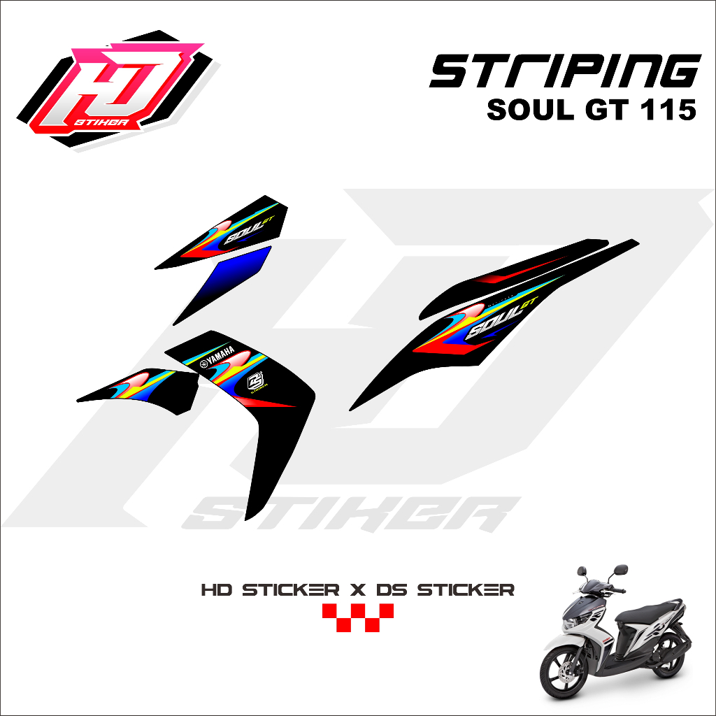 Stiker Striping Motor Mio Soul GT 115 Decal Sticker Soul GT 110 BLACK HD11 HD STIKER