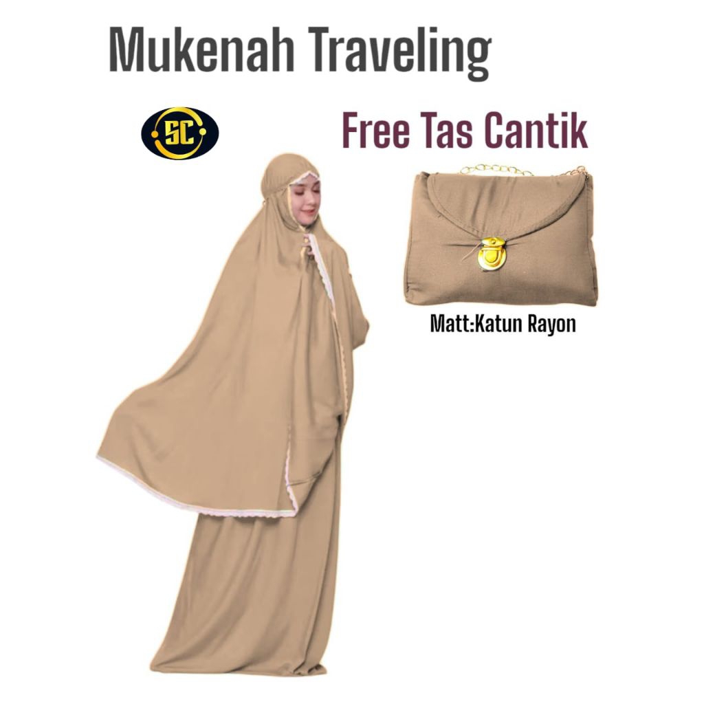 MUKENAH FREE TAS  ADARA ADERA TRAVELING RAYON KOMBINASI TEPI RENDA  MODEL TERBARU/MUKENA IMPORT PREM