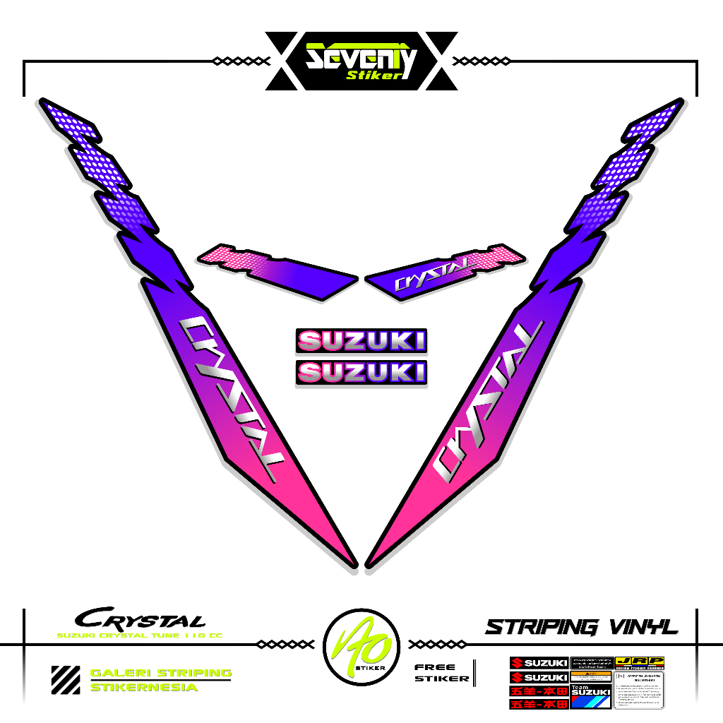 STRIPING SUZUKI CRYSTAL TUNE MOTIF X16 STICKER CRYSTAL TUNE CUSTOM STIKER LIS BODY MOTOR CRYSTAL ORI
