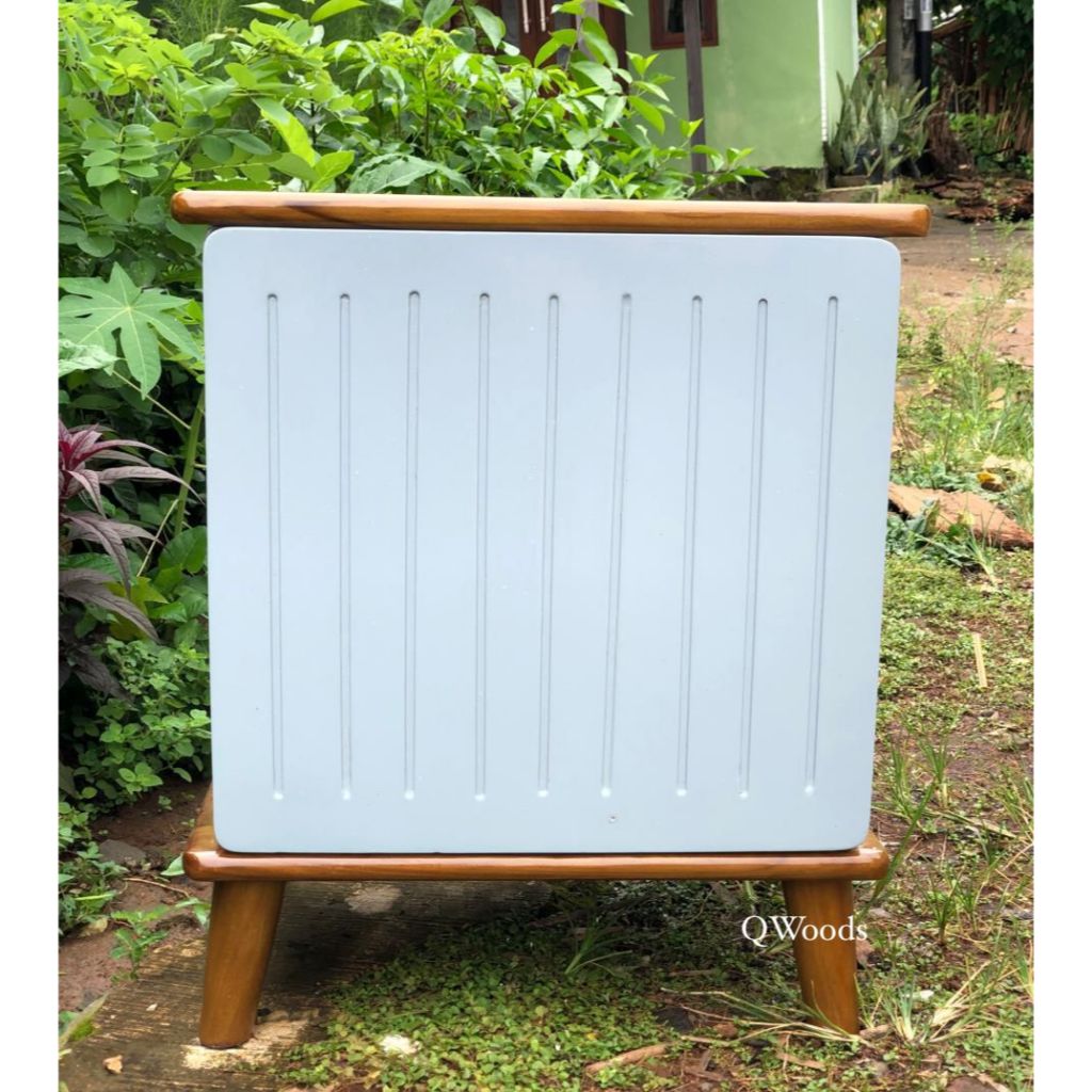 Nakas bedsite Table Minimalis Meja Kecil Unik Kayu Jati Storage QWoods