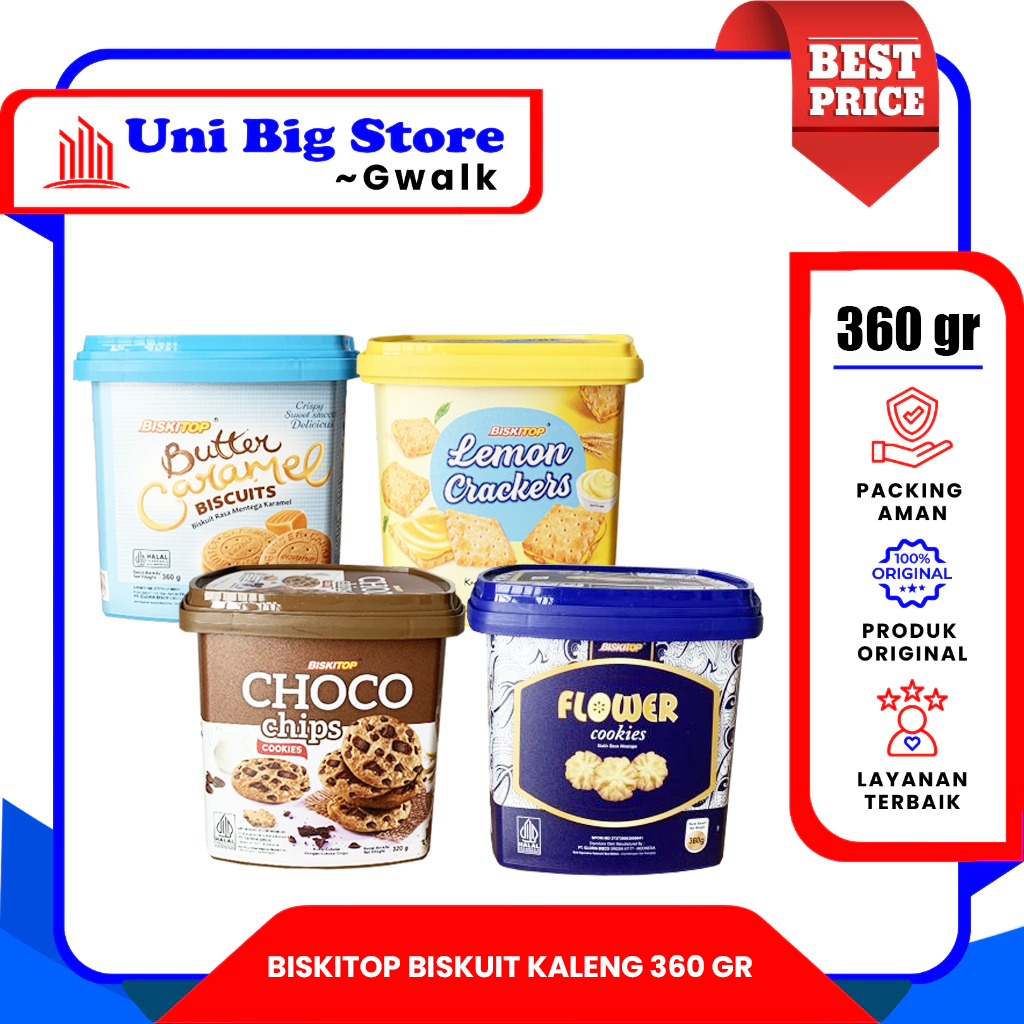 

BISKITOP BISKUIT BUTTER CARAMEL - LEMON - FLOWER - CHOCO CHIPS COOKIES HANDLE TOPLES - 360 GR