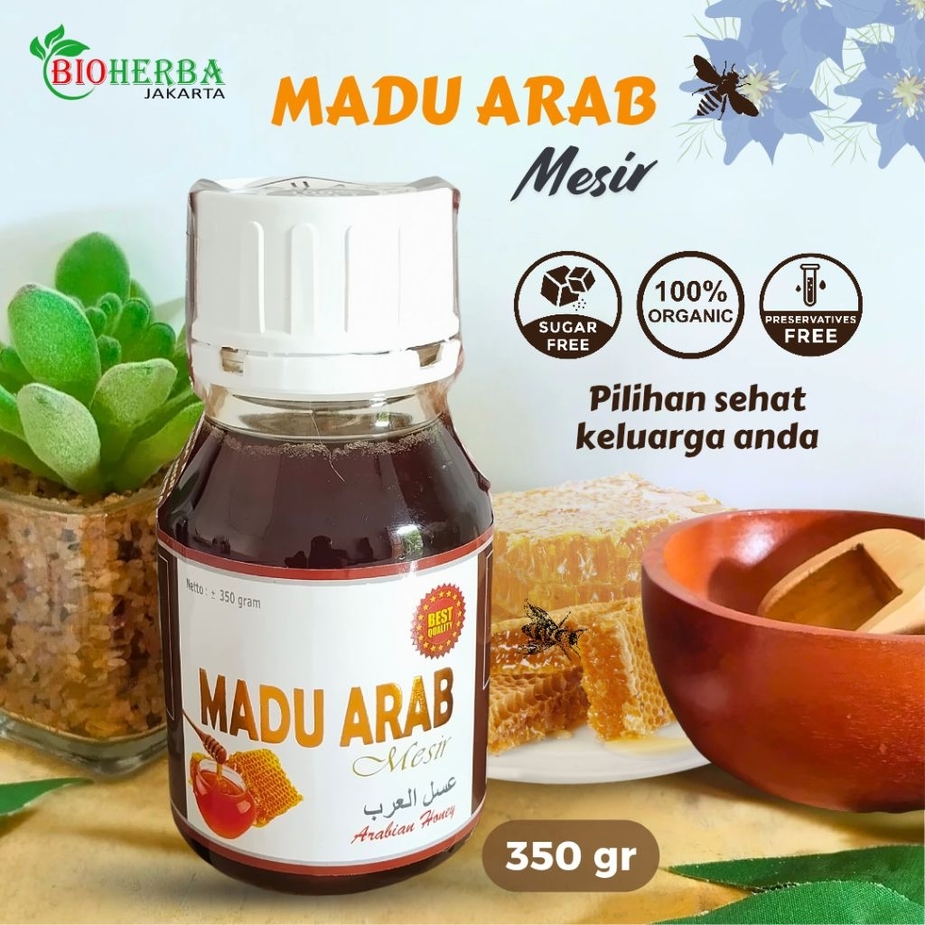 

Madu Arab Mesir Arabian Honey 350gr - Madu nektar Habbatussauda | Madu Alami Asli untuk Meningkatkan Imunitas dan Kesehatan