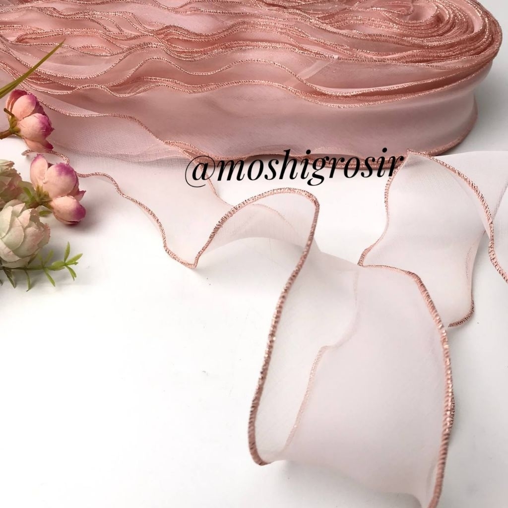 

1 YARD - PITA ORGANZA GELOMBANG GLITER | PITA TRANSPARANT GELOMBANG | PITA KACA