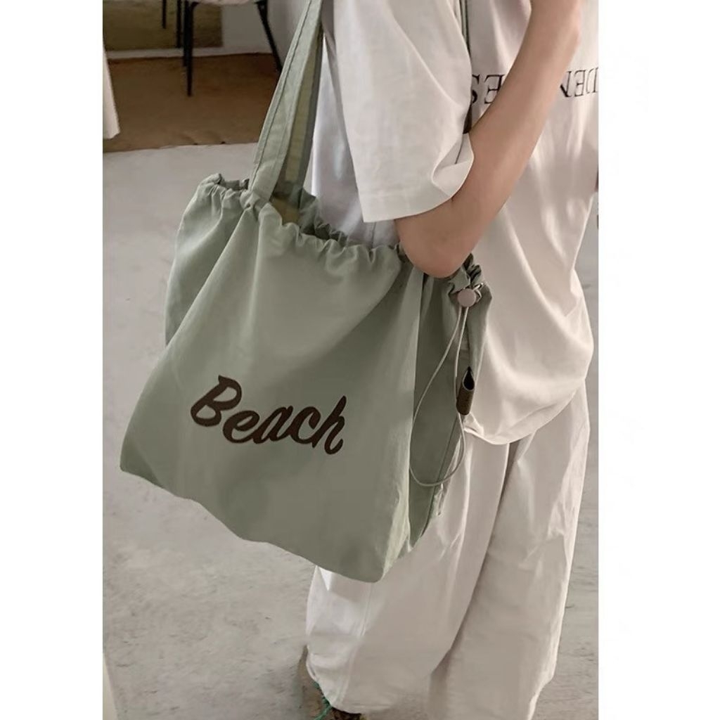 ToteBag Korea Style Shoulder bag Fashionable Serut Nylon Tahan Air PUPPY  Beach Tas Wanita Kekinian 