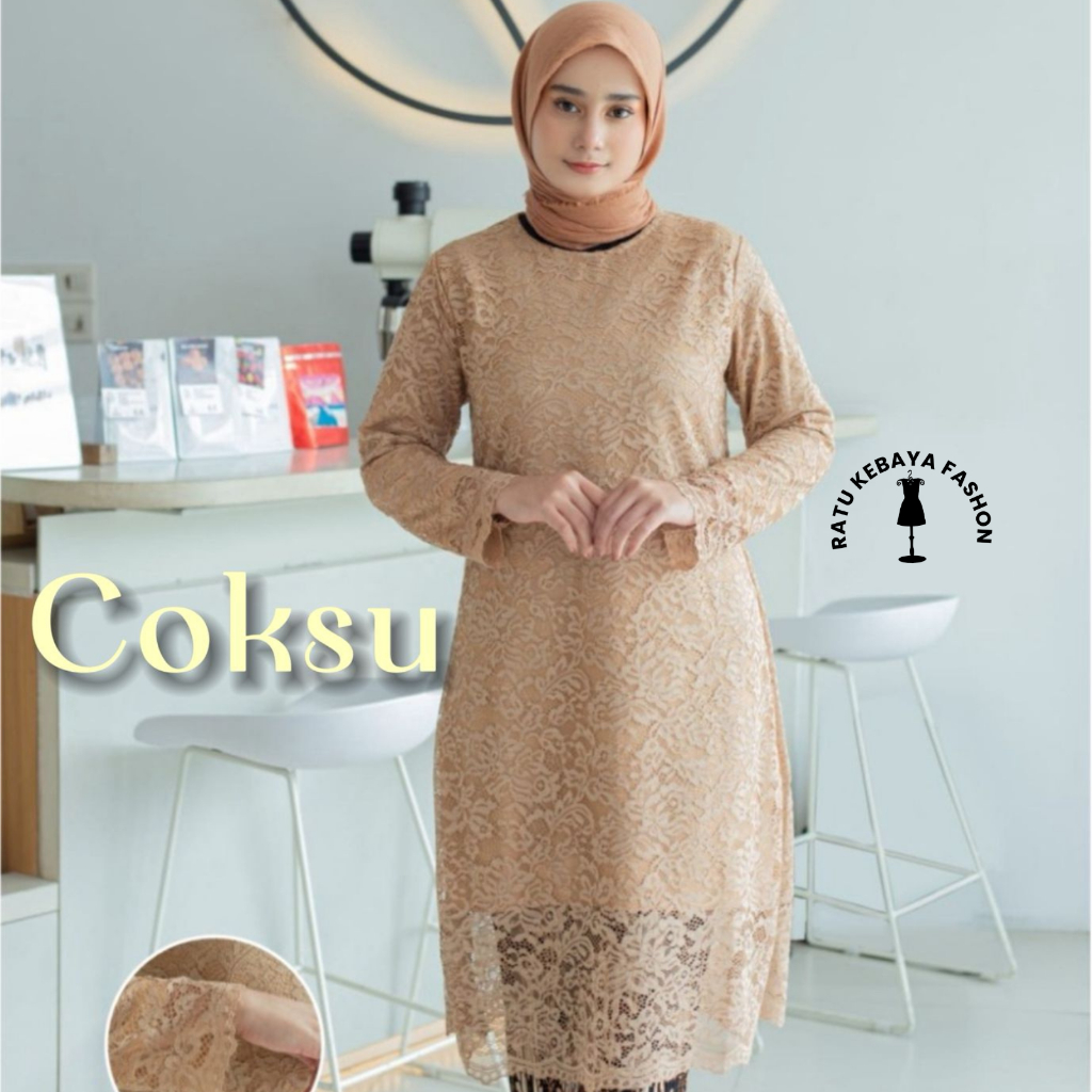 promo kebaya brukat kebaya tunik kurung / kebaya tunik luca / warna cream